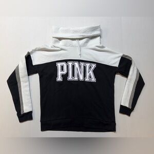 Victoria's Secret PINK Black And White Small Cowl Neck Pullover Sweatshirt